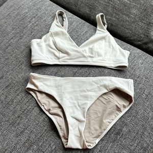 White Lululemon Ribbed Bathing Suit